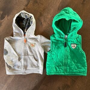 Green Quilted Baby Vest and Zip-Up